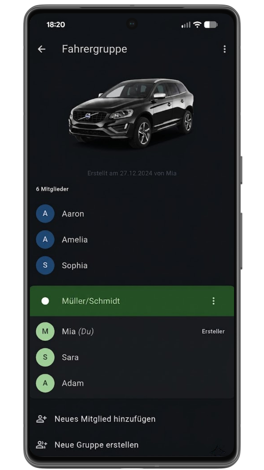 ShareMyCar Fahrzeugeinstellungen